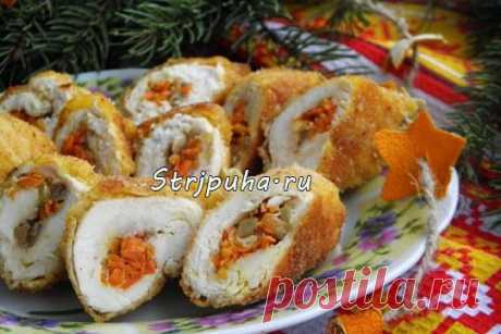 Куриные крученики с морковью и луком — Домашняя кулинария