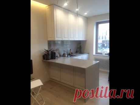 Обзор кухни. Кухня - гостинная в ЖК Смольный проспект. Дизайн кухни - гостинной. Кухни Гармония.