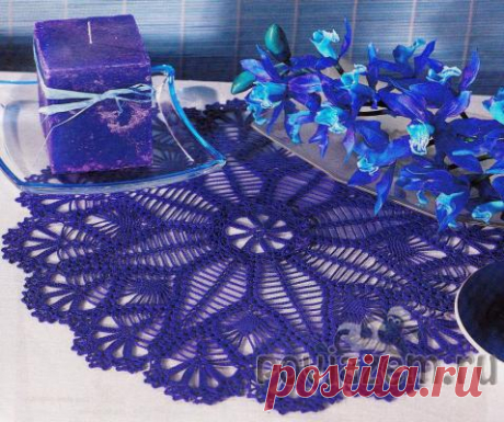 Салфетки крючком, «Фиолетовый ажур»