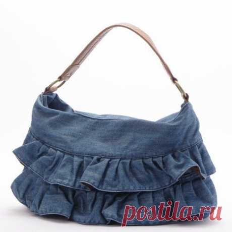 Woman Handbag Fashion Small Ladies Denim Frilled Bag Ruffle Handbag(i…