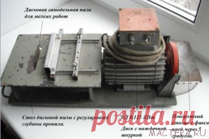 Универсальный станочек самодельщика 
 
 Извините за облезлый вид. Хранится на закрытом балконе. Никак не дойдут руки покрасить. Для домашнего творчества достаточно мощности электродвигателя 0,25…0,37 КВт. На данном станке …