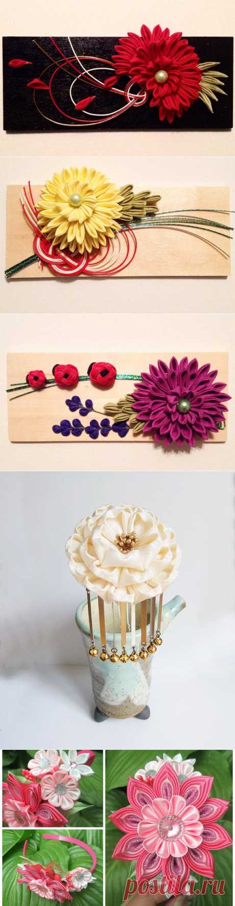 tsumami kanzashi - безумно красивые украшения из лент и ткани!