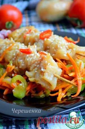 Шашлычки из рыбы с овощами - кулинарный рецепт