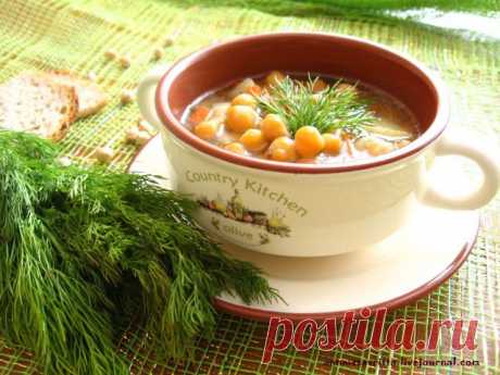 Куриный суп с нутом и укропом