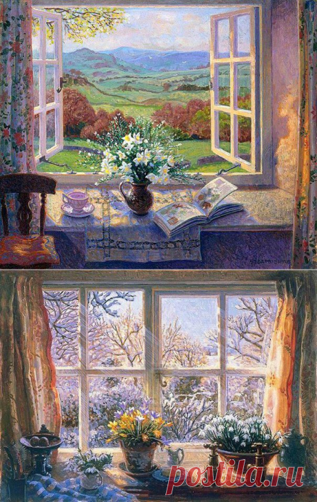 Современный английский художник Stephen Darbishire. Домик окнами в сад.