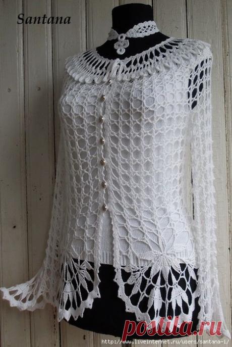 Белый жакет и майка. АВТОР Santana-crocheting Днепропетровск Украина!!!