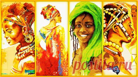 «Африканцы» Часть 3 (4 схемы) African woman / Африканская женщина