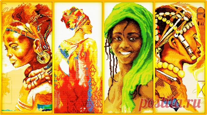 «Африканцы» Часть 3 (4 схемы) African woman / Африканская женщина