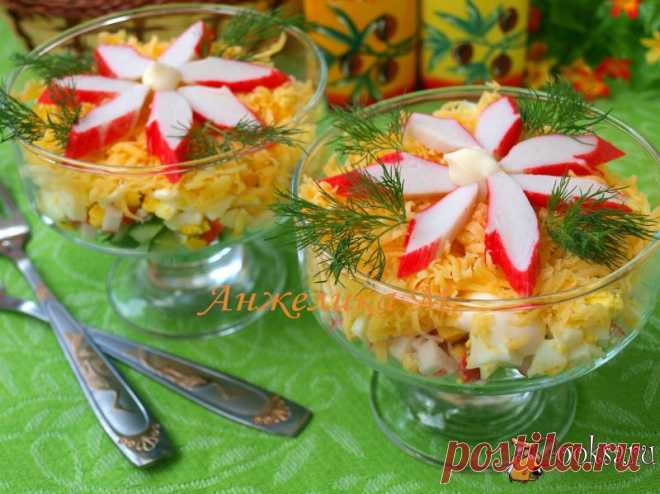 Салат с крабовыми палочками и сыром фото рецепт приготовления