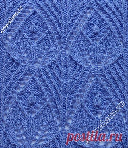 узор 328 листочки из Японии | каталог вязаных спицами узоров