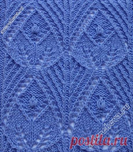 узор 328 листочки из Японии | каталог вязаных спицами узоров