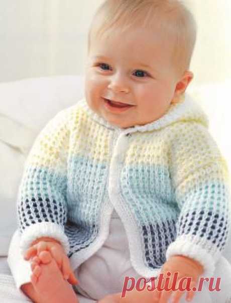 Детский цветной кардиган спицами с капюшоном на knitweek.ru