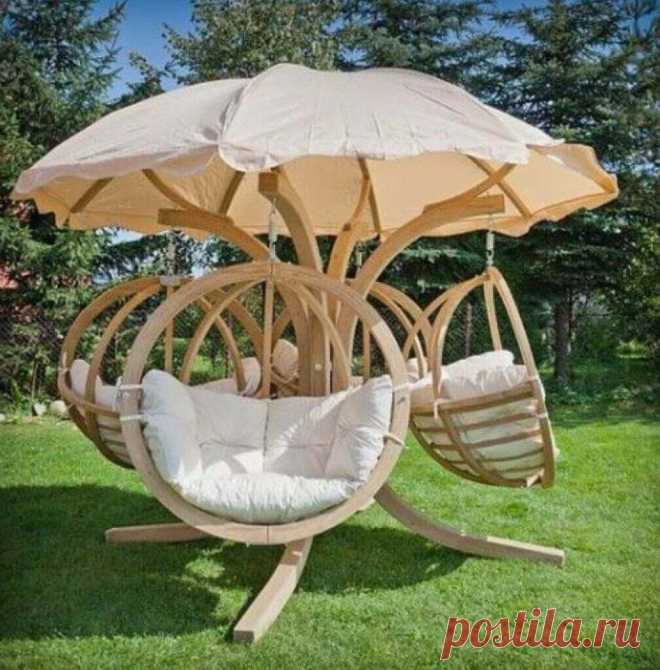Красивые подвесные кресла в саду ~ Planetalsad