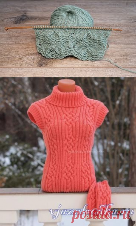 Коралловый свитер спицами из мериносовой шерсти