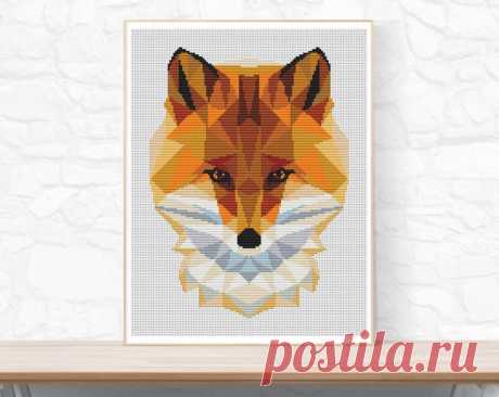 Modern Fox Cross Stitch Pattern. Geometric Cross Stitch. Funny | Etsy