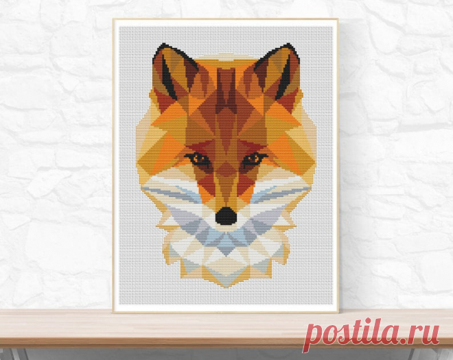 Modern Fox Cross Stitch Pattern. Geometric Cross Stitch. Funny | Etsy