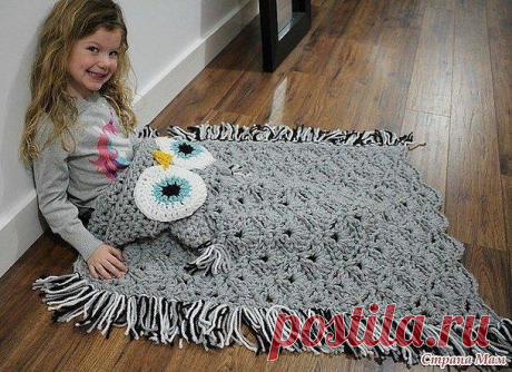 Плед с капюшоном-совушкой крючком из толстой пряжи — DIYIdeas