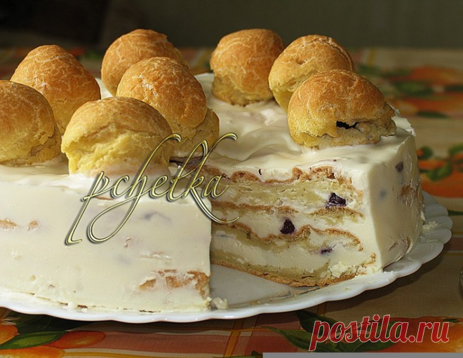 Сливочно-вишнeвый торт со вкусом эклеров – кулинарный рецепт