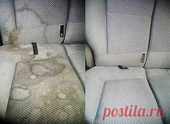 Средство для чистки мебели и салона авто своими руками 
 
Отличное средство для чистки мебели и пятен в салоне автомобиля, а также очистки домашней мебели! Натуральная химия - делаем своими руками! 
 
Ингредиенты: 
 
1 чашка Жидкого мыла 
1 чашка уксуса 
1 чашка Боржоми(или Есентуков или Архыза.) 
Бутылка с распылителем 
Щетка 
 
Очистить поверхность кресел от мусора и грязи: 
 
Ингредиенты немного перемешать в бутылке. 
Распылить состав на загрязненные поверхности и оставить на 5-10 мин. Затем