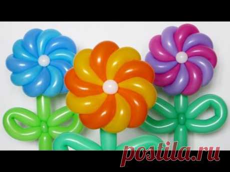 Крученая ромашка 10 лепестков / Twisted daisy of balloons (Subtitles)