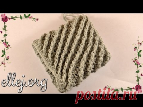 Узор крючком Диагональ. Diagonal crochet stitch pattern