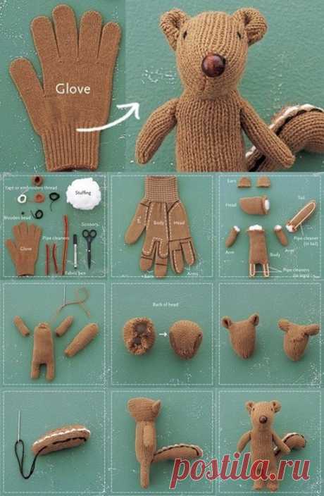 Cómo hacer una ardilla reciclando un guante - Muy Ingenioso