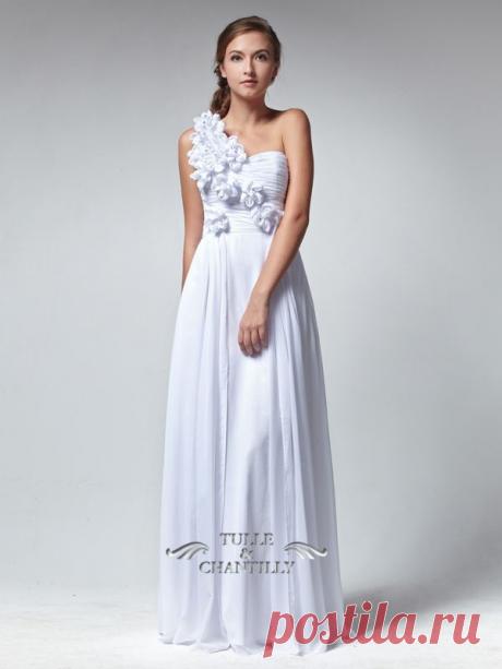 Long Sweetheart White Empire Dress with Floral Details [TBQP235] - $169.00 : Custom Made Wedding, Prom, Evening Dresses Online | Tulle &amp; Chantilly