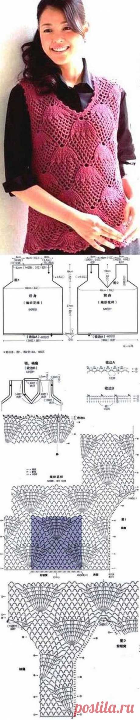 Вязание жилета крючком