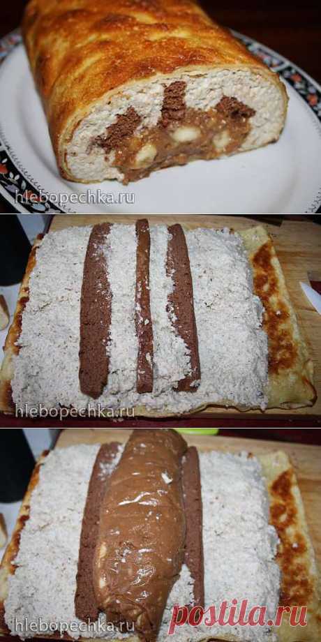 Блинный рулет с ореховым муссом и карамелизированным бананом - ХЛЕБОПЕЧКА.РУ - рецепты, отзывы, инструкции