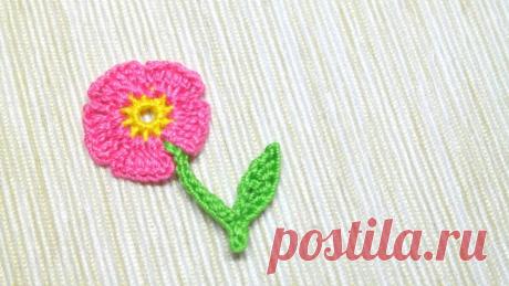 Мастер-класс по вязанию крючком аппликации в виде цветочка. | Повязули. Вязание крючком и вязание С2С. | Яндекс Дзен