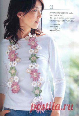 Шарф из цветочных мотивов крючком. Схемы. / pautinka.3dn.ru