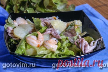 Картофельный салат с морепродуктами. Фото-рецепт / Готовим.РУ