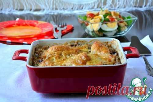 Гречка с курицей, запеченная в сливках - кулинарный рецепт