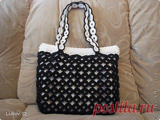 Сумочка из колец с бисером. Вязание крючком без отрыва ниток.