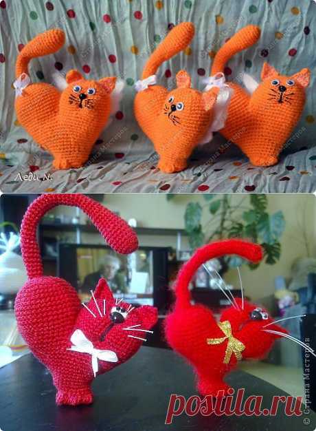 вязаный котик - валентинка.
