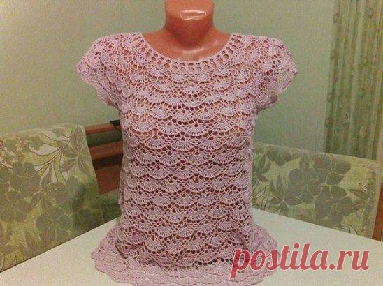 Воздушная кофточка крючком.Схема http://labhousehold.com/air-crochet-blouse.html