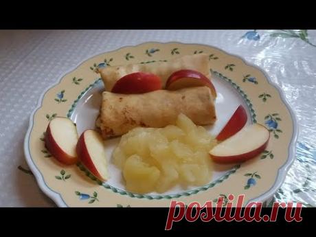 Блины фаршированые яблоками и творогом