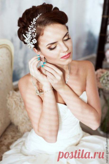 Купить Свадебная заколка &quot;Ангел&quot; Украшение свадебное - белый, свадебное украшение, украшение для волос