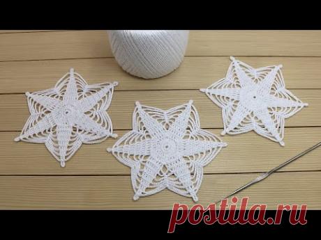 МОТИВ крючком Звездочка МАСТЕР-КЛАСС по вязанию ШЕСТИУГОЛЬНЫЕ МОТИВЫ EASY Crochet Pattern