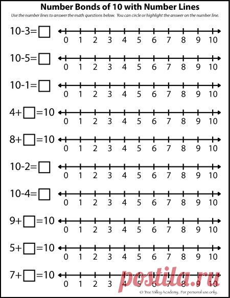 Number Bonds to 10 Free Math Worksheets
