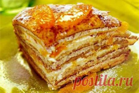 Блинный торт со сметанным кремом и апельсинами - Рецепты блинов и начинки к ним. Рецепты для блинницы: описания, отзывы, обзоры блинниц