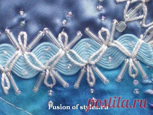 Декоративная вышивка с волнистой тесьмой