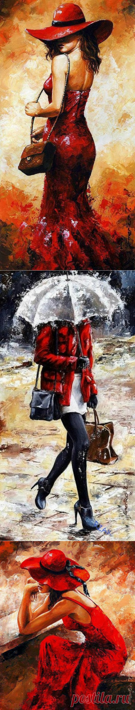 Lady in red от венгерского художника Имре Тота..