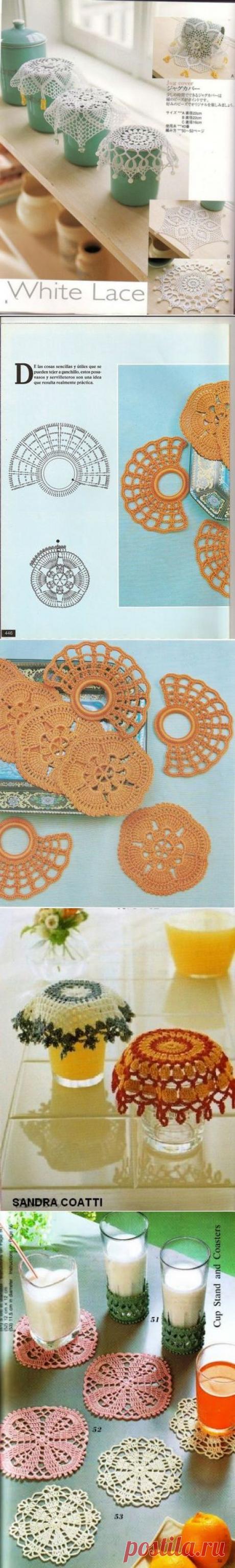 Красивые маленькие салфетки крючком. Схемы вязания.