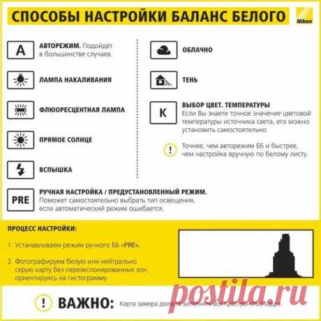 Полезные шпаргалки для фотографа - Баланс белого - Настройка