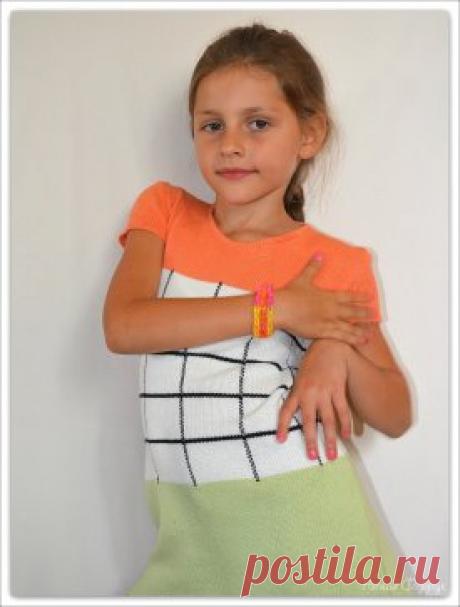 Отличная идея  узора .Вязать клетку жаккардом - большие протяжки, двухфонтурный жаккард не подойдет для толстой пряжи. Я этот способ испробовала, когда вязала дочке платье. Все отлично...