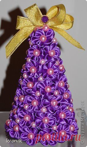 МК ёлочки из атласных лент