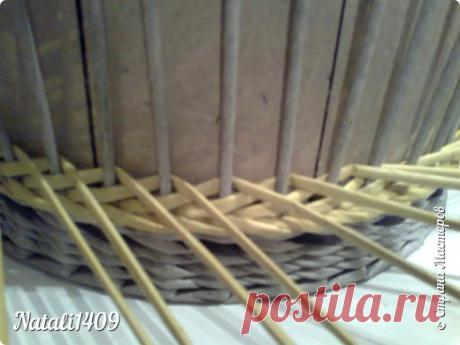 Плетение из газет. Корзинки узором Рыбьи Косточки