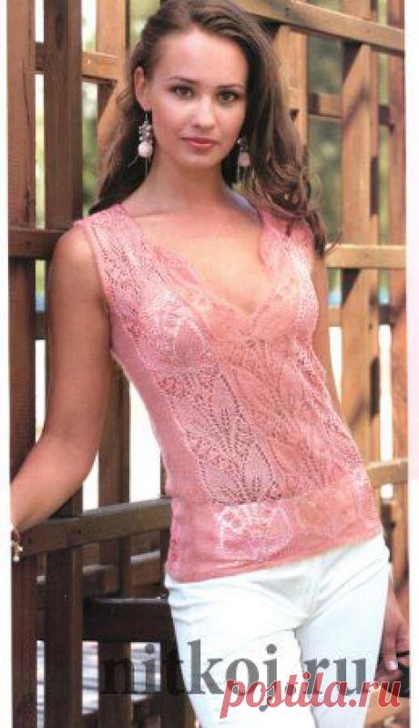 Ажурный топ спицами » Ниткой - вязаные вещи для вашего дома, вязание крючком, вязание спицами, схемы вязания