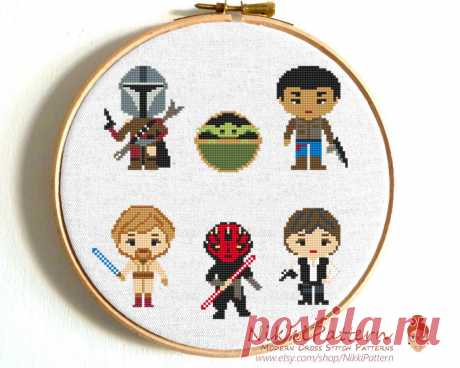 Star Wars fan art Cross Stitch pattern Set Inspired by Yoda | Etsy